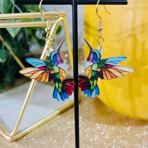 Stained glass Bird earrings - Picture 2 of 4
